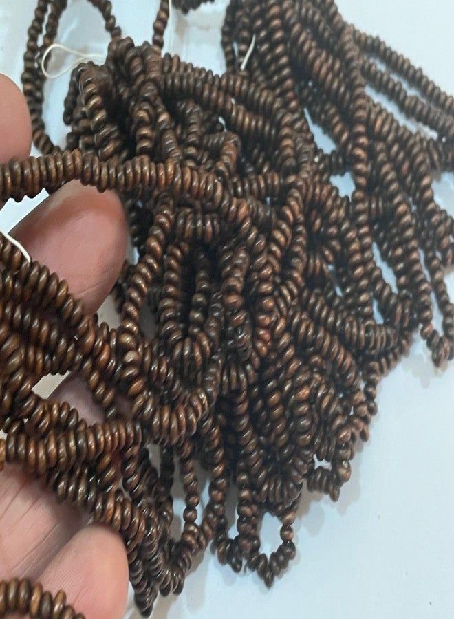 OMX, 3mm Round Wooden Beads Bunch. 40 Mala (Approx 3600 Bead, 90 Beads in 1 Mala/Line), for Jewellery Making, Beading & Art Craft Work - Coffee Brown - Image 1